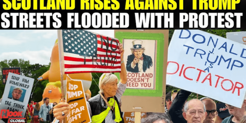 Setki osób w Edynburgu i Aberdeen protestowało przeciwko wizycie Trumpa w Szkocji